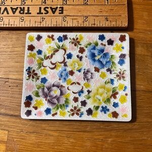 Vintage Ardo Cloisonné Floral Patterned Ceramic Trinket Dish 4.5”